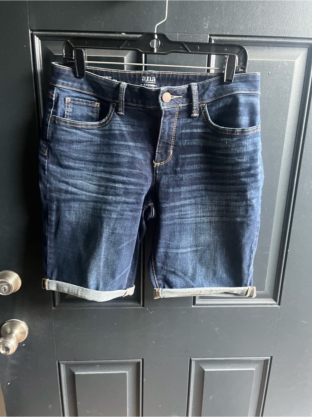 a.n.a Men's Dark Indigo Cuffed Denim Shorts